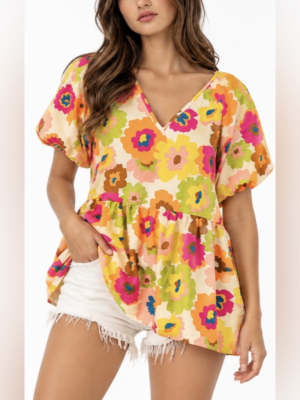 Floral V-Neck Blouse